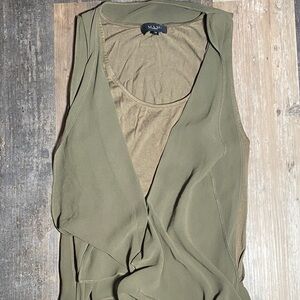 MAAC London unique Olive Green Sleeveless dress with chiffon overlay